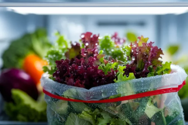 Le sachet de salade au frigo : le détail que beaucoup ignorent… et qui change ce qui se passe après quelques jours